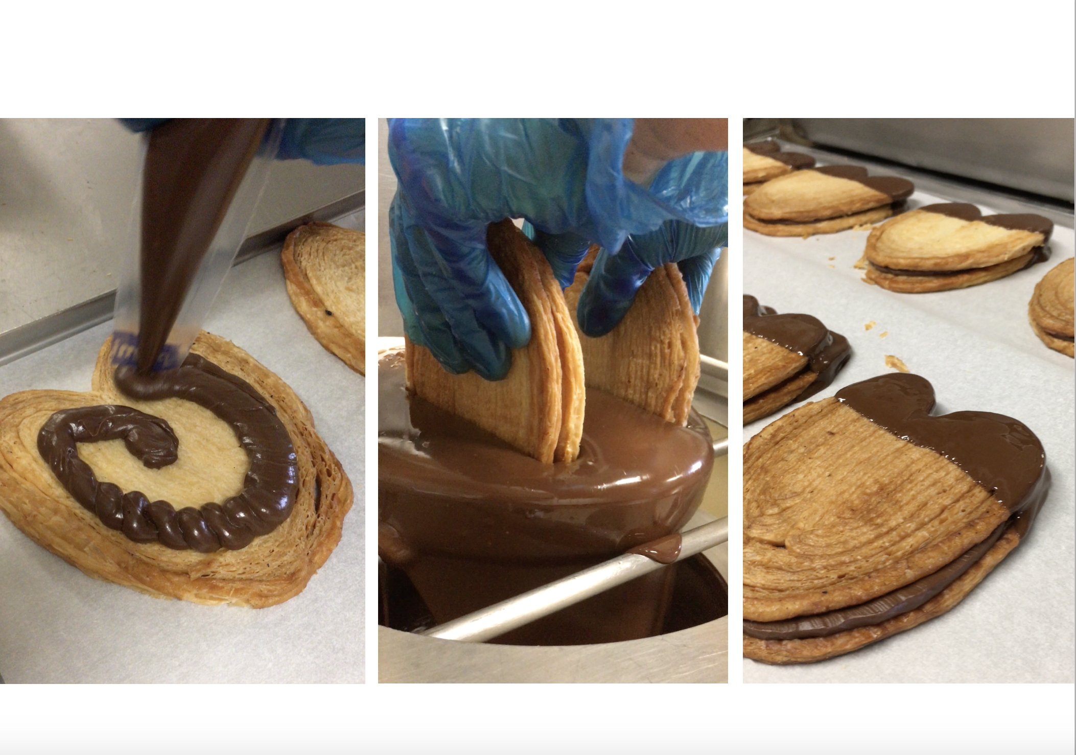 Elaboración de palmeras de chocolate de Pastelería Mallorca